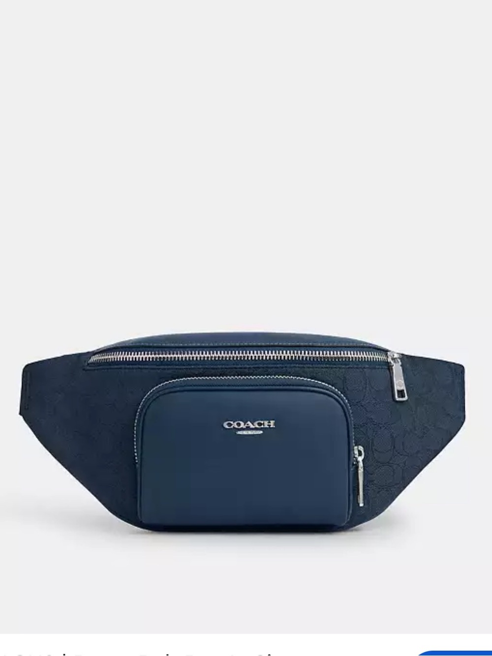 Coach Navy Signature Jacquard Belt Bag with Front Pocket blue